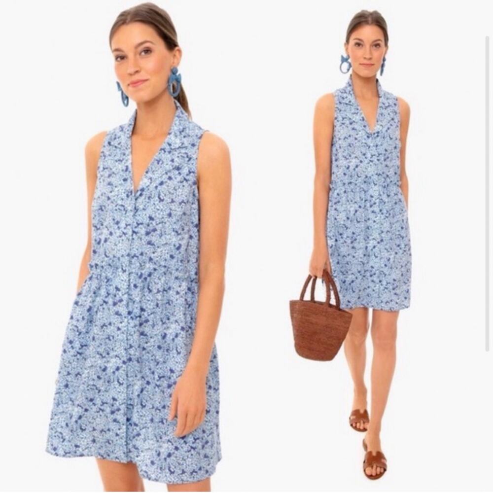 Tuckernuck Royal Shirt Dress Blue Hydrangea Lightweight Casual Preppy Small